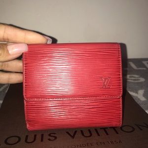 💯% Authentic Louis Vuitton Red Epi Noir wallet